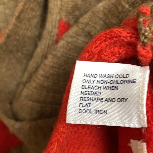 Vintage GAP wool blend sweater cardigan red and came red stripes - Picture 6 of 7